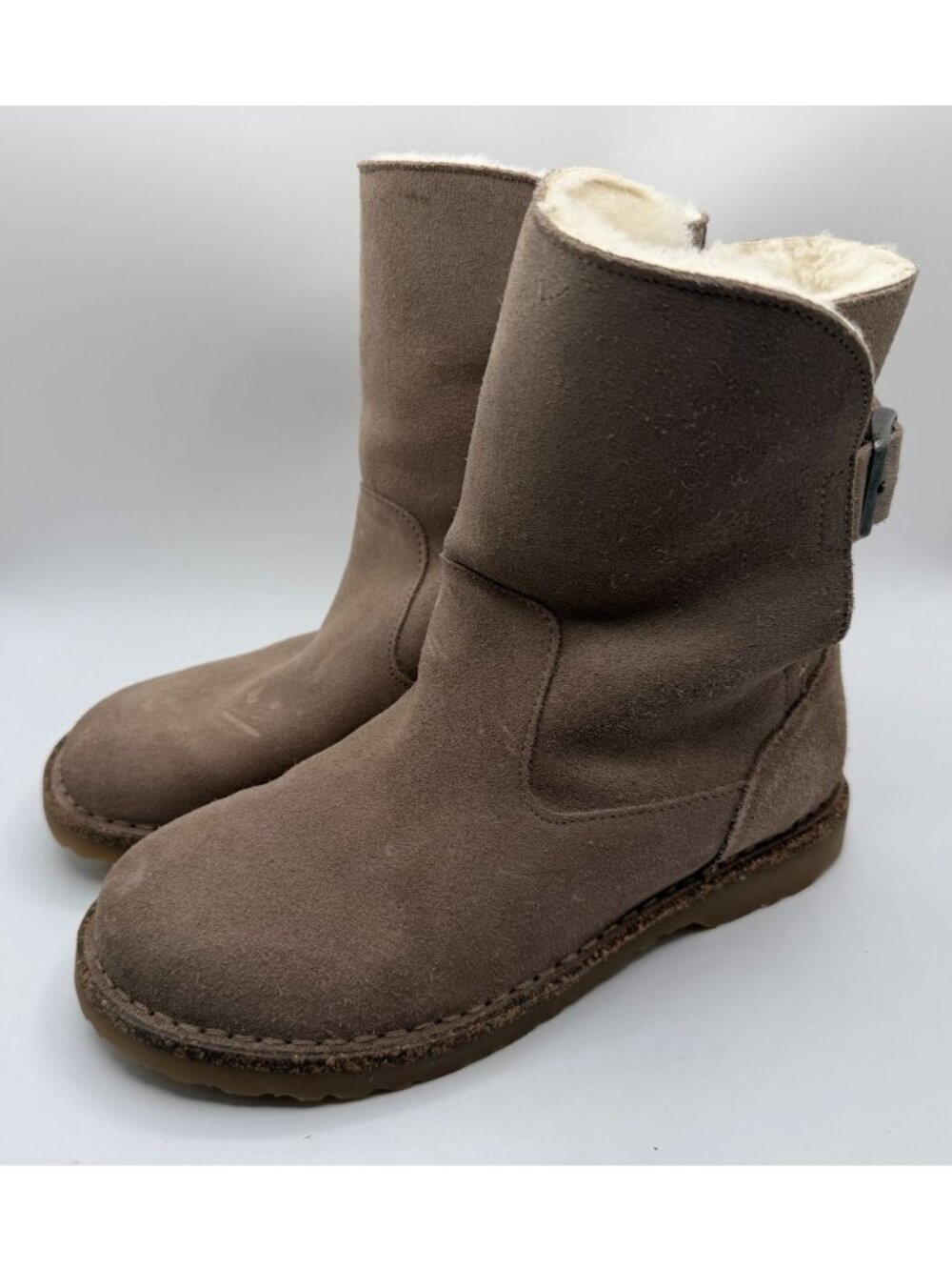 Birkenstock Uppsala Shearling Gray Taupe Suede Boots Women Size EU 37/ US 6.5